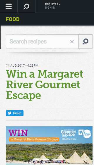 SBS-Food – Win A Margaret River Gourmet Escape (prize valued at  $5,000)