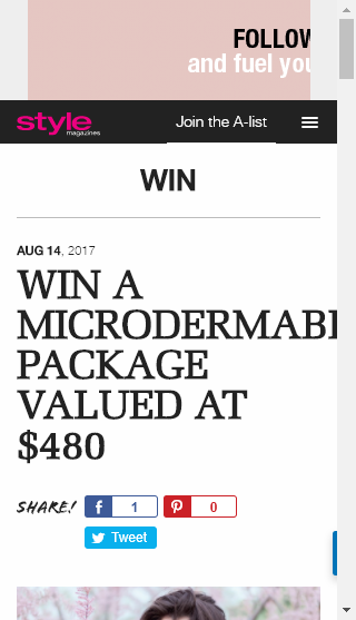 Style Magazines  – Win A Microdermabrasion Package (prize valued at  $480)