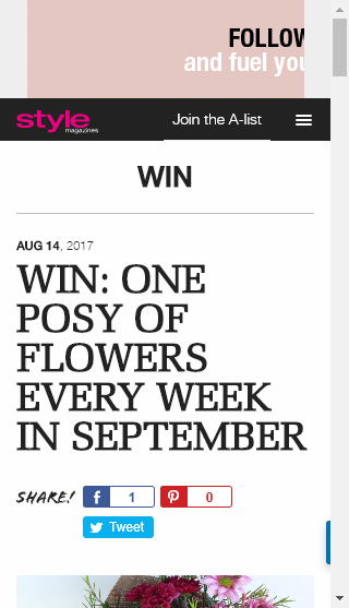 Style Magazines  – Win A Posy Every Week In September (prize valued at  $150)