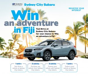 Subaru – Test Drive at Sydney City Subaru for your chance to Win an Adventure in Fiji