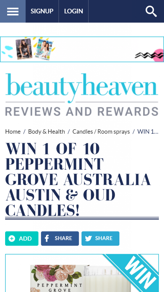 Beauty Heaven – Win 1 Of 10 Peppermint Grove Australia Austin  Oud Candles