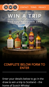 BWS – Win A Trip For You And Your Father To Scotland Valued At Up To $15000  (prize valued at $15,000.)