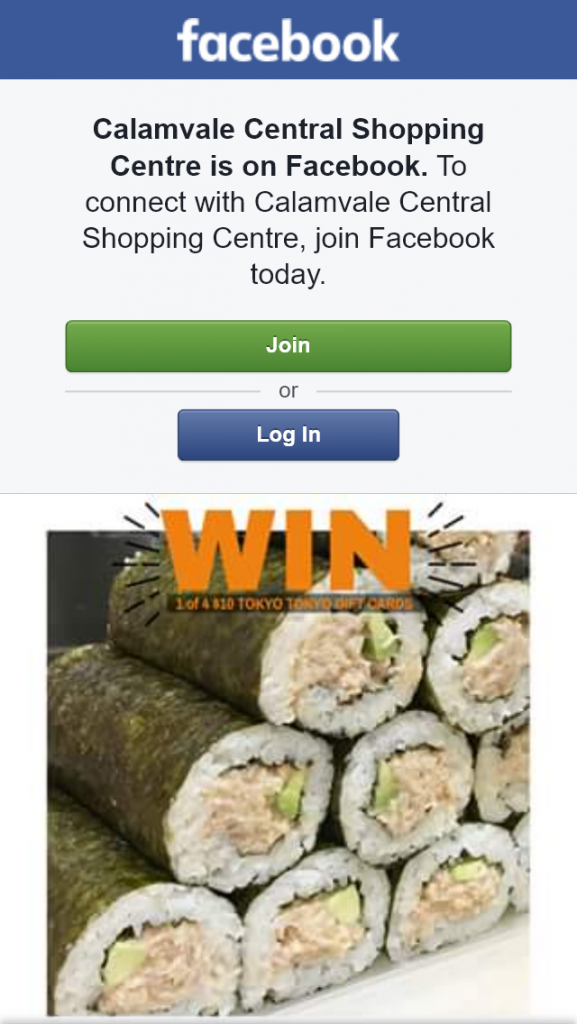 Calamvale Central – Win Four $10 Tokyo Tokyo Sushi Gift Cards (prize valued at  $40)