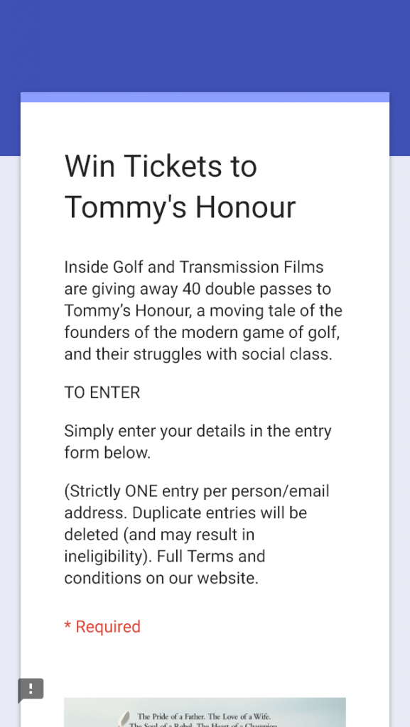 Inside Golf – Win Tickets To Tommy’s Honour
