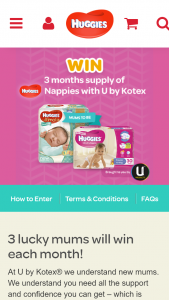 Kimberly Clark Huggies  – Win Three Months Supply Of Huggies (prize valued at $359.76)