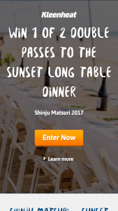 Kleenheat – Win 1 Of 2 Pairs Of Tickets To Shinju Matsuri’s Sunset Long Table Dinner (prize valued at  $1,000)