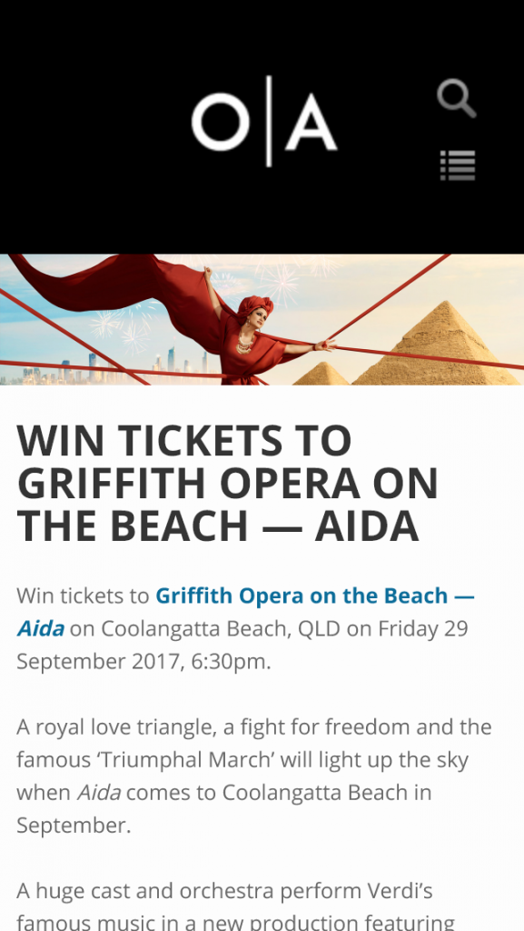Opera Qld – Win Tickets To Griffith Opera On The Beach — Aida