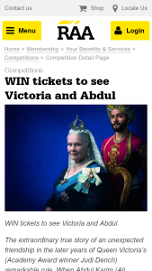 RAA  – Win 1 of 10 Double Passes to see Victoria And Abdul