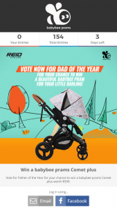 Reid Cycles Vote for Father of the Year for a chance to – Win A Babybee Prams Comet Plus  (prize valued at  $599)