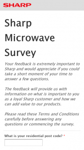 Sharp – Sharp Microwave Survey –  Win A Sharp R820EBK Convection Microwave Oven Valued At $329  (prize valued at $329)
