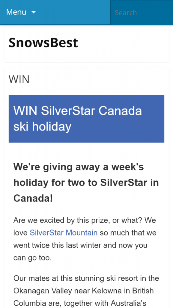 Snowsbest – Win Six Nights In A One Bedroom Condo For Two Adults (prize valued at  $8,000)