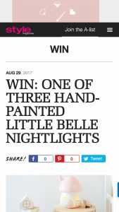 Style magazines – Win A Little Belle’s Nightlight (prize valued at $149)