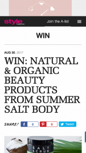 Style magazines – Win A Natural  Organic Beauty Product (prize valued at  $120)