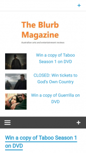 The Blurb – Win 1/3 Copies Of Taboo On Dvd – Closes 6pm