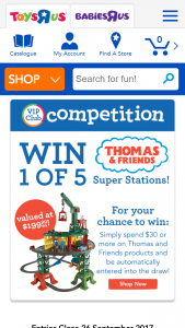 ToysRUs – Win 1 of 5 Super Stations valued at $199 ea  (prize valued at $199.99)