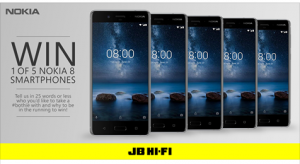 JB Hi-Fi – Win 1 of 5 brand new Nokia 8 smartphones (Steel) valued at $899 each