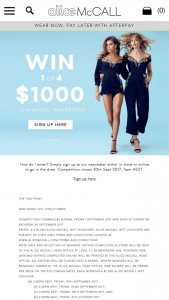Alice McCall – Win 1 Of 4 Alice Mccall Wardrobes Valued At $1000 (prize valued at  $4,000)