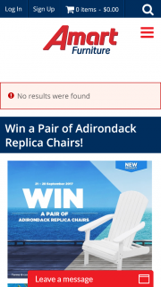 Amart Furniture – Win A Pair Of Adirondack Replica Chairs (prize valued at $2,086)