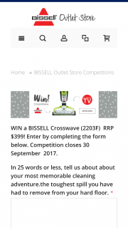 Bissell – Win A Bissell Crosswave (2203f) Rrp $399 (prize valued at  $399)