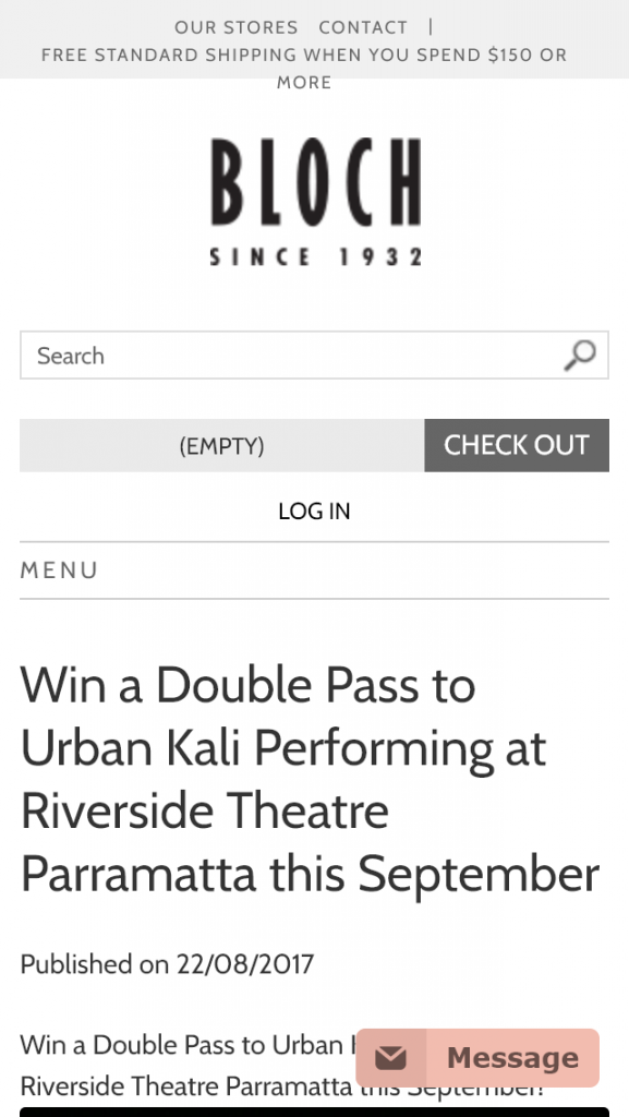 Bloch Dance Australia – Win 1/2 Dp To Urban Kali On 23 Sep At Riverside Theatre Parramatta