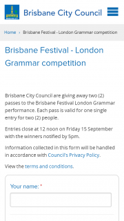 Brisbane City Council – Win One Of Two Double Passes To Their Concert At Riverstage