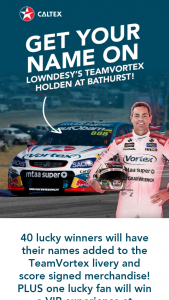 Caltex – Win A Vip Experience At Bathurst (prize valued at  $4,950)