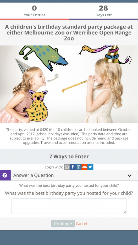 Child Magazines Melbourne – Win A Birthday Party At Melbourne Zoo  (prize valued at $420)