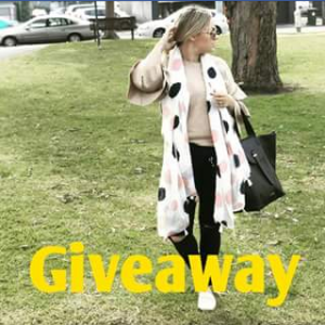 Country Designs – Win A White – Navy/pink Spot Scarf (prize valued at  $25)