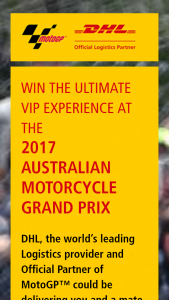 DHL – Win The Ultimate VIP Experience at The 2017 Australian Motorcycle Grand Prix on Philip Island (prize valued at $8,000)