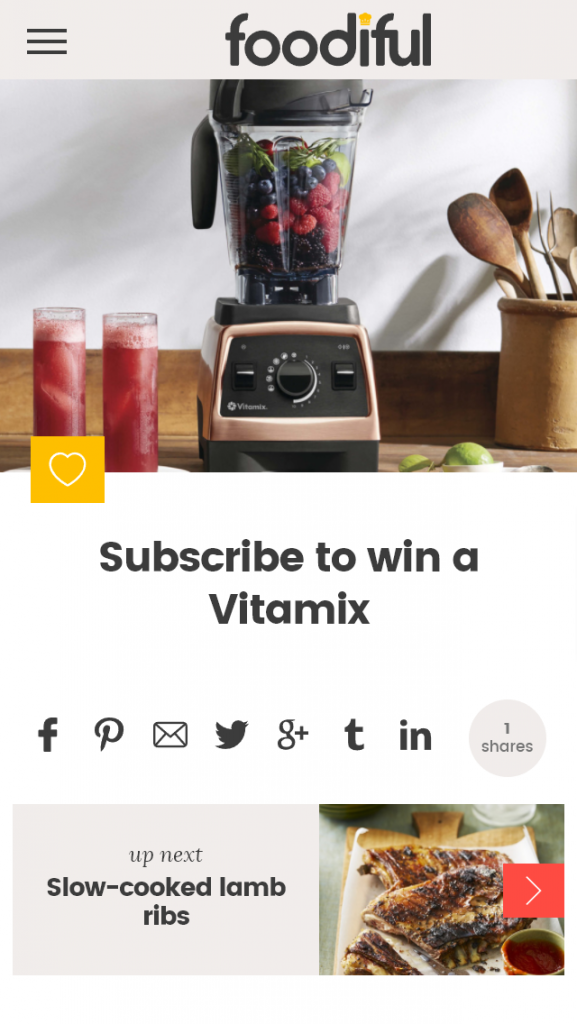 Foodiful – Win A Limited Edition Vitamix Professional Series 750 (prize valued at  $1,395)