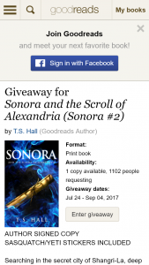 Good Reads – Win A Copy Sonora And The Scroll Of Alexandria By Ts Hall Sonora And The Scroll Of Alexandria