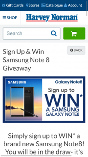 Harvey Norman – Win A Galaxy Samsung Note 8 Smart Phone (prize valued at $1,499)
