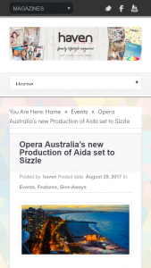 Haven Magazine – Win 4 X C Reserve Tickets To Opera On The Beach (prize valued at $140.)