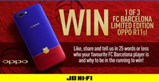 JB HiFi – Win One Of Three Exclusive Fc Barcelona Oppo R11 Handset
