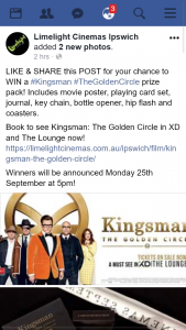 Limelight Cinemas Ipswich – Win a #kingsman #thegoldencircle Prize Pack