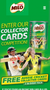 Milo Collector Cards – Win A Milo Ashes Experience (prize valued at  $95,000)