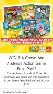 Mr Toys Toyworld – Win A Crown And Andrews Action Game Prize Pack (prize valued at $300)