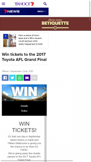 7 News Melbourne – Win 1 of 5 Double Passes to The 2017 Toyota AFL Grand Final (prize valued at $4,738)