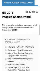 NIB People’s Choice Award – Win A Book Pack And Dinner