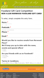 Norwood Place – Win a $100 Norwood Foodland Gift Card (prize valued at $100)