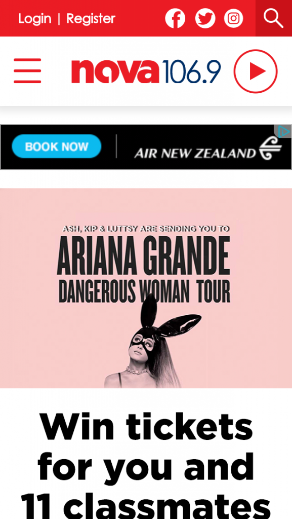 Nova 1069Fm – Win Tickets For You  11 Classmates To See Ariana Grande In Concert