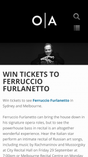 Opera Australia – Win Double Passes To See Ferruccio Furlanetto