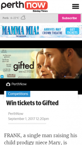 PerthNow – Win Tickets To Gifted