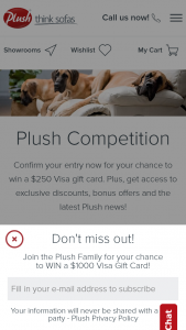 Plush – Win A $250 Visa Gift Card (prize valued at  $250)