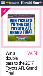 Plusrewards – Win A Double Pass To The 2017 Toyota AFL Grand Final (prize valued at $540)