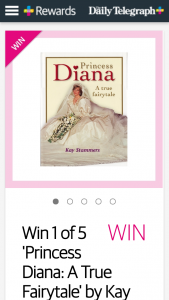 Plusrewards – Win 1 Of 5 princess Diana (prize valued at $149.95.)