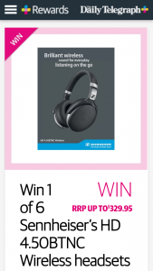 PlusRewards – Win One Of Six Sennheiser Wireless Headsets (prize valued at  $1,439)