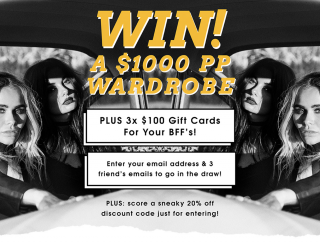Princess Polly – Win A $1000 Princess Polly Wardrobe Plus 3 X $100 Vouchers For Your Bffs  (prize valued at $1,300)