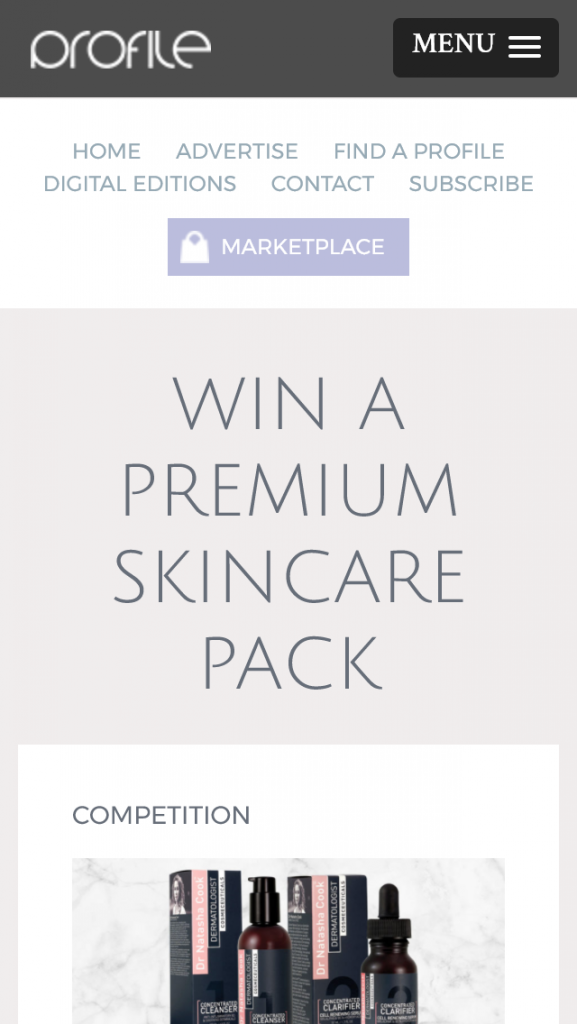 Profile mag – Win A Premium Skincare Pack (prize valued at $160.)