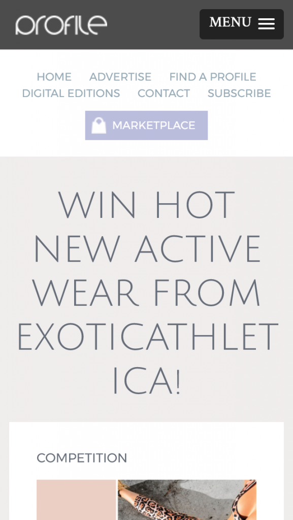 Profile mag – Win Hot New Active Wear From Exoticathletica (prize valued at $170.)
